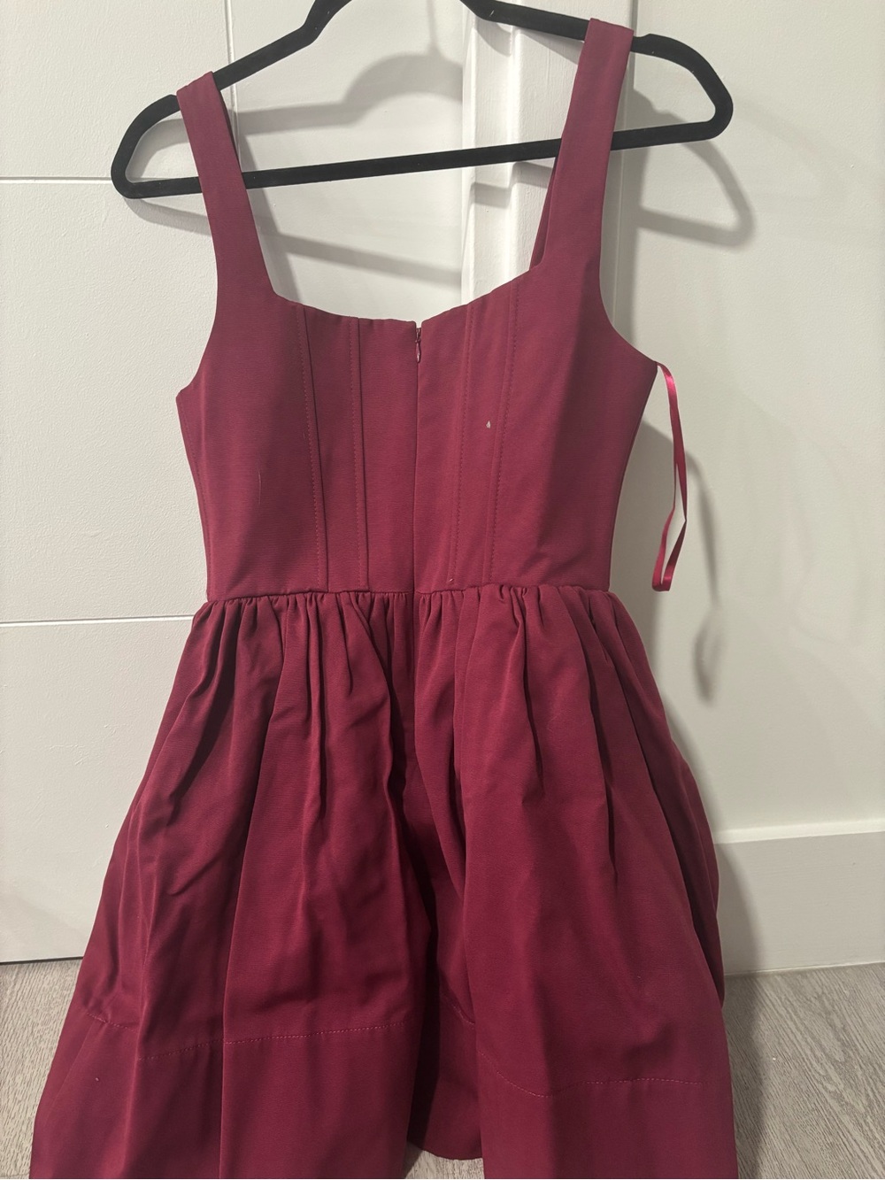 STAUD Wine-Red Square-Neck Mini Dress - Picture 2 of 4
